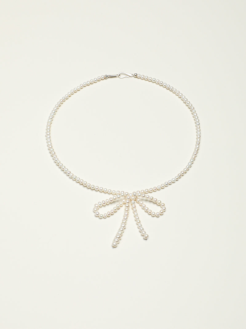 White Tide · Seed Pearl Bow Choker