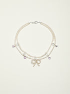 Moonlight Ripple · Pearl Bow & Amethyst Double-Strand Choker