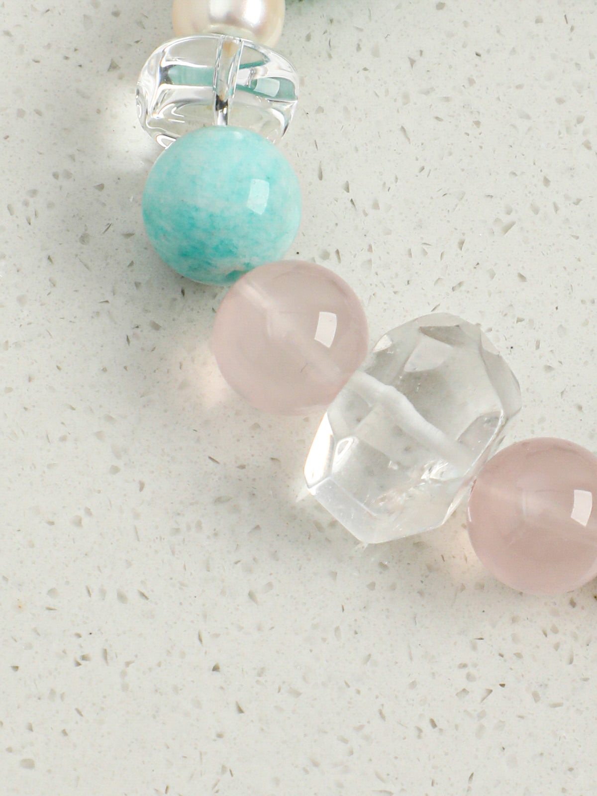 Cerulean Ripple · Amazonite, Rose Quartz & Clear Quartz Bracelet