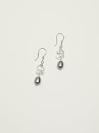 Crystal Mist · Clear Quartz & Grey Pearl Drop Earrings
