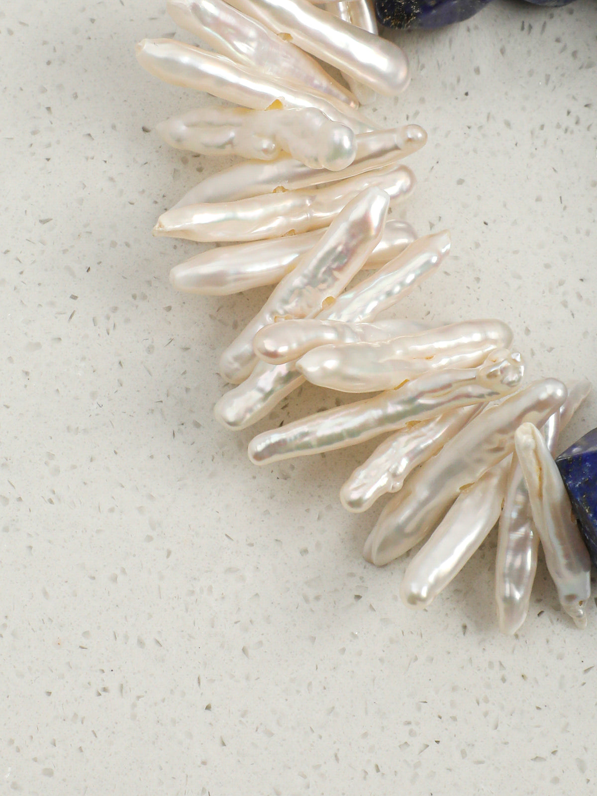 Celestial Bloom · Lapis Lazuli & Stick Baroque Pearl Bracelet
