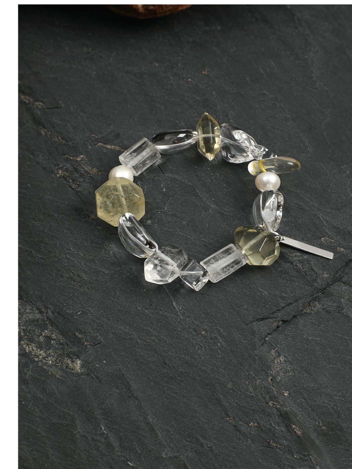Sunlit Prism · Citrine, Clear Quartz & Pearl Multi-Cut Bracelet