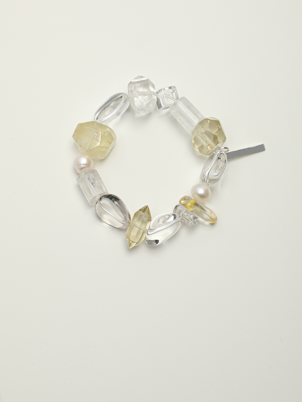 Sunlit Prism · Citrine, Clear Quartz & Pearl Multi-Cut Bracelet