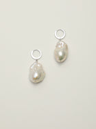 Ocean Crest · Statement Baroque Pearl Silver Huggie Earrings