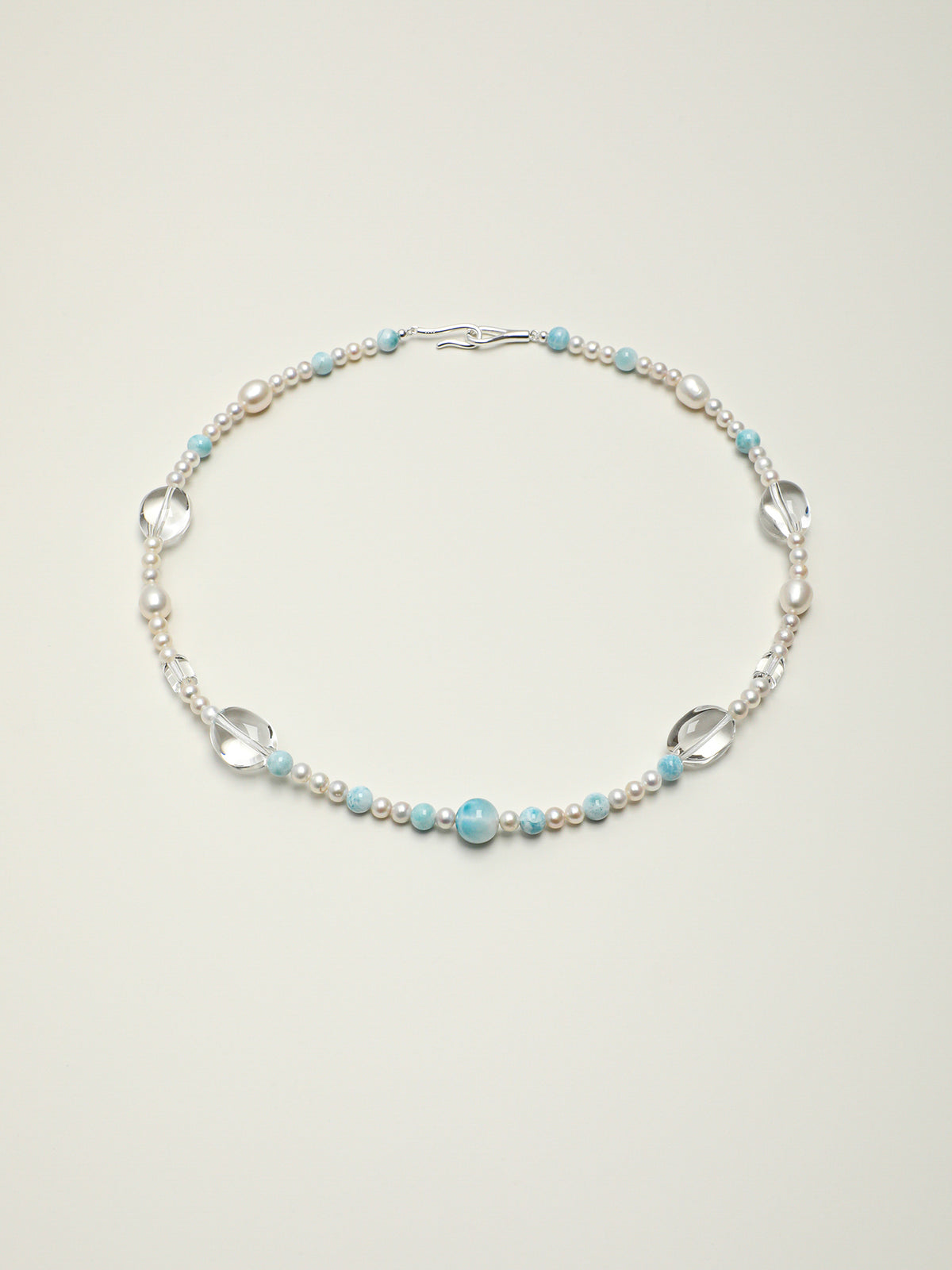 Sunlit Stream · Larimar & Clear Quartz Necklace