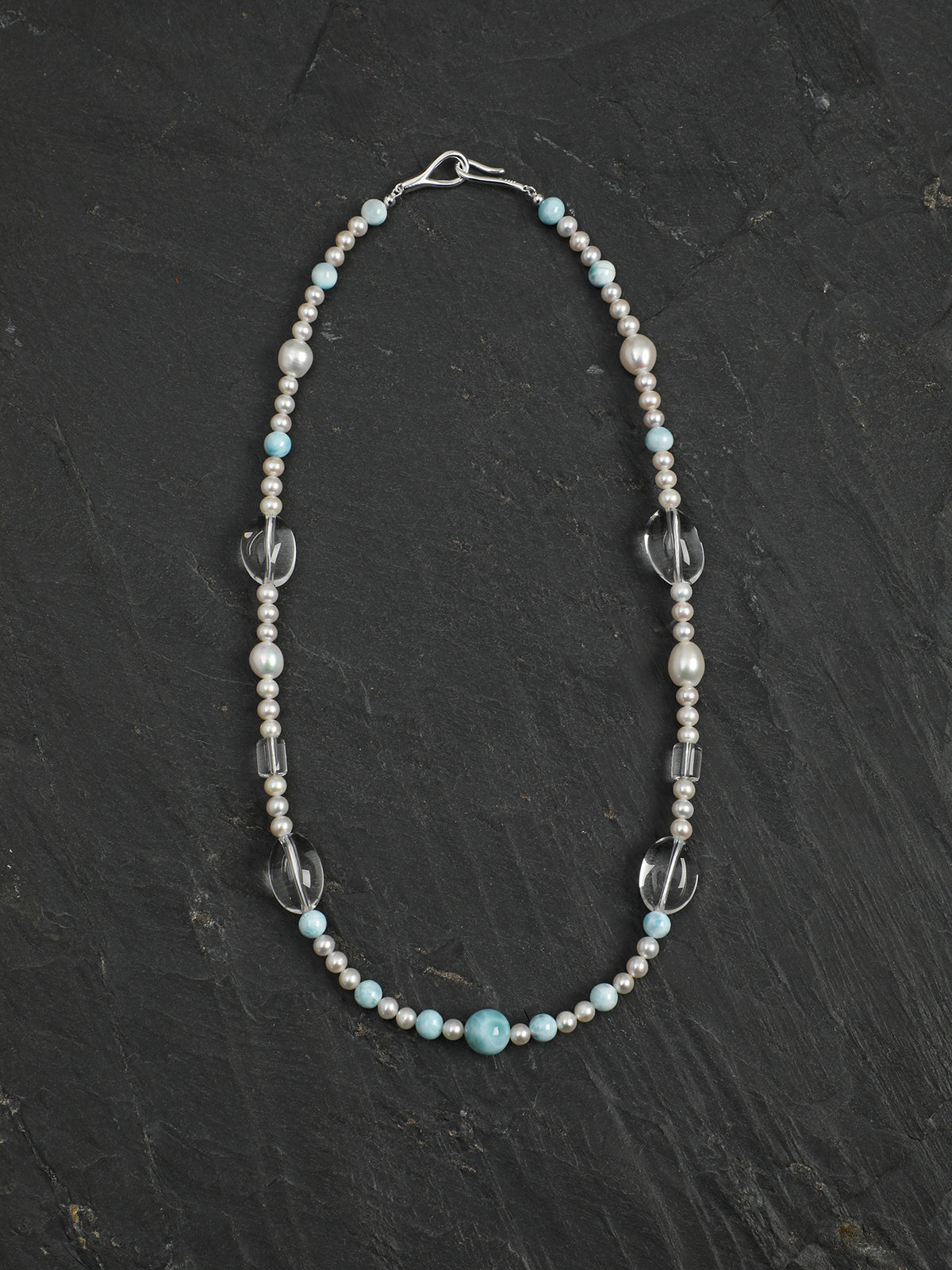 Sunlit Stream · Larimar & Clear Quartz Necklace