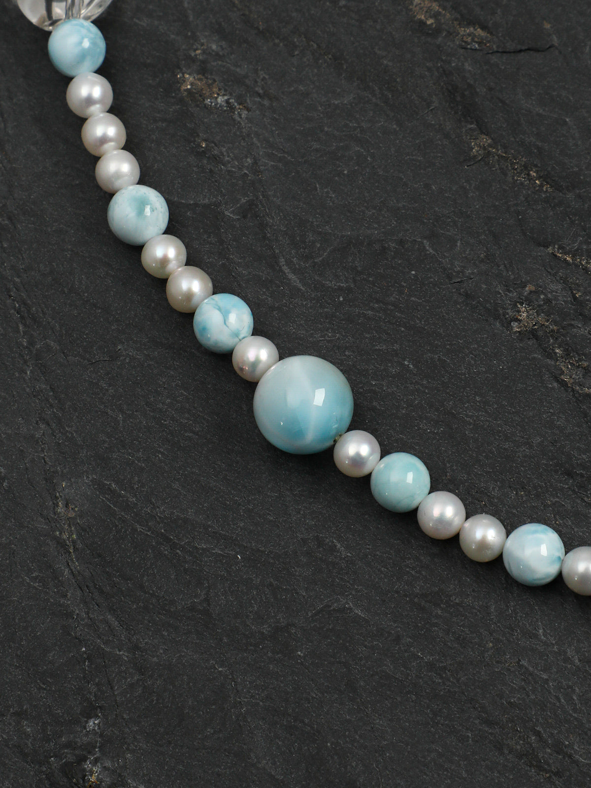 Sunlit Stream · Larimar & Clear Quartz Necklace