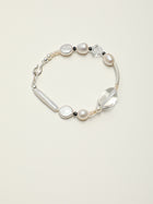 Pristine White · Mixed Pearl, Clear Quartz & Black Tourmaline Bracelet