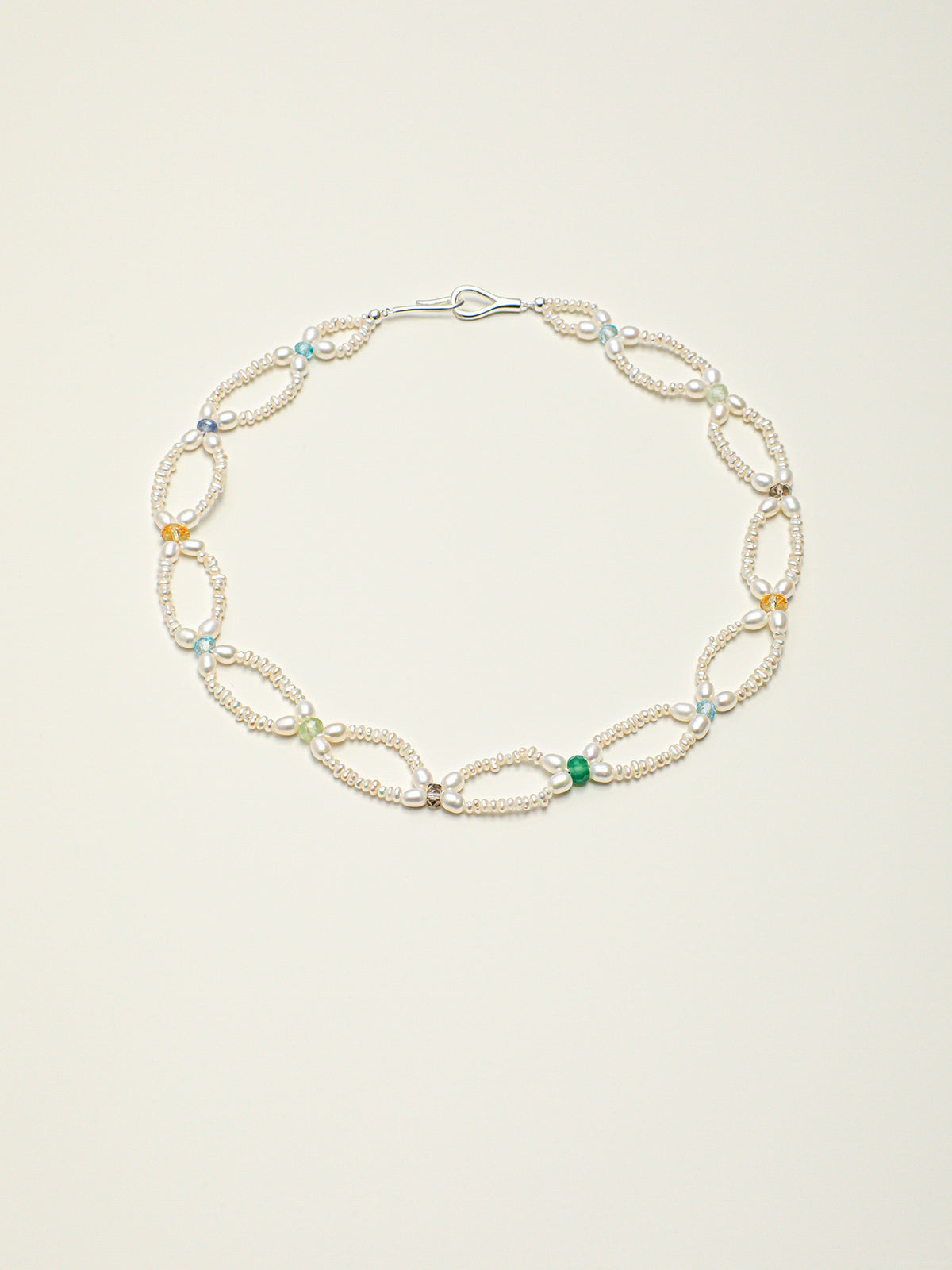 Woven Waves · Multi-Gemstone & Organic Pearl Necklace