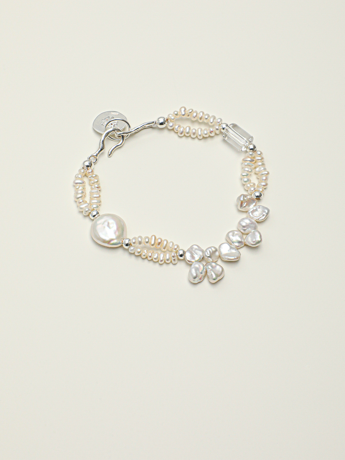 Crashing Surf · Petal Baroque, Coin Pearl & Quartz Cylinder Bracelet