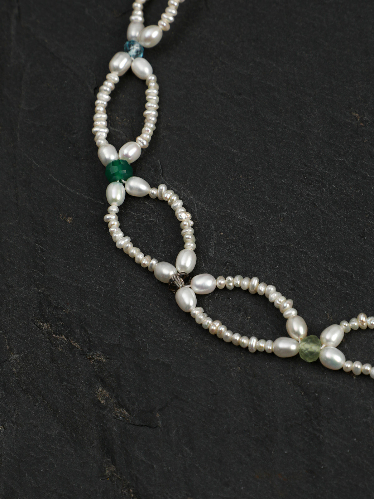 Woven Waves · Multi-Gemstone & Organic Pearl Necklace