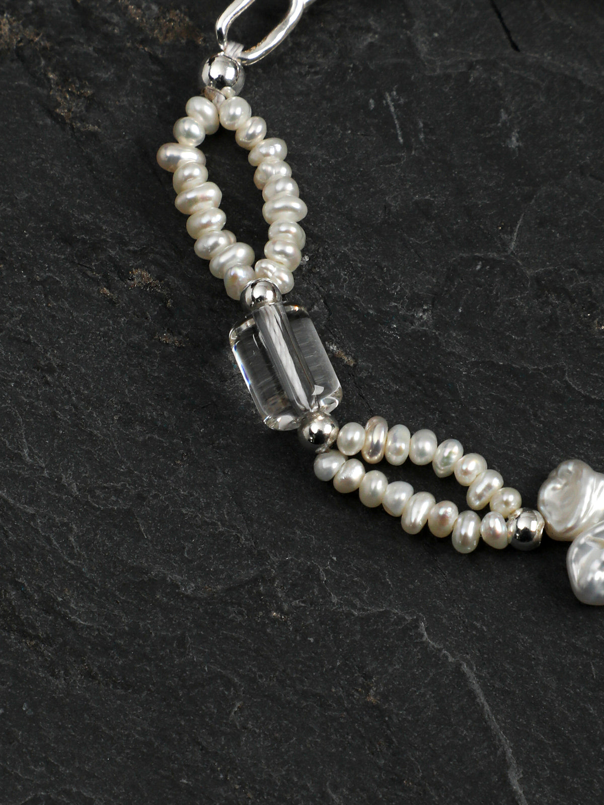 Crashing Surf · Petal Baroque, Coin Pearl & Quartz Cylinder Bracelet
