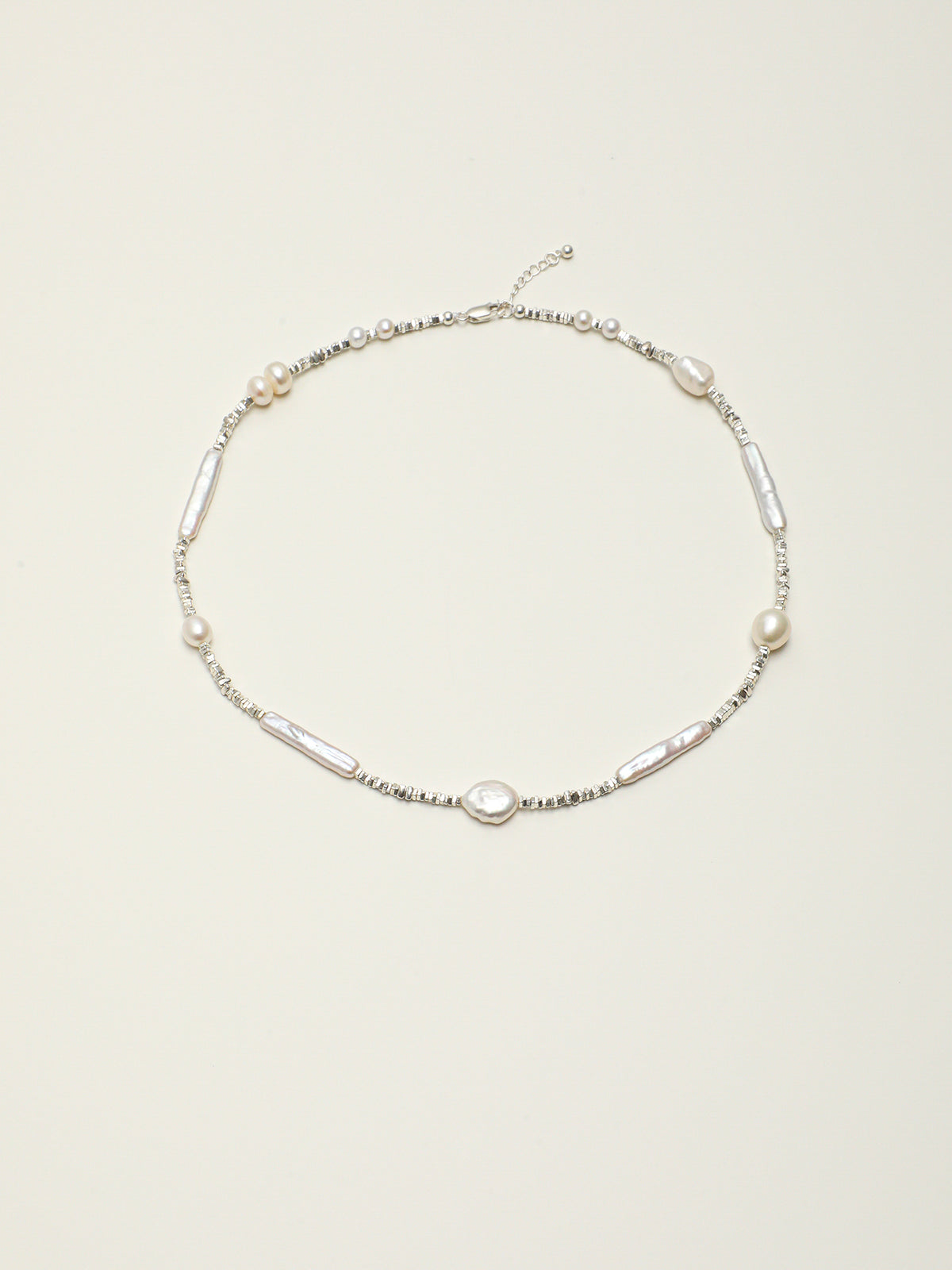 Pure Tide · Silver Nugget & Baroque Pearl Choker