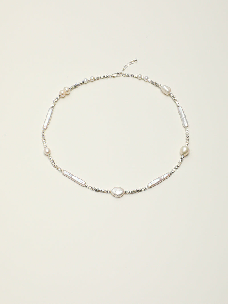 Pure Tide · Silver Nugget & Baroque Pearl Choker